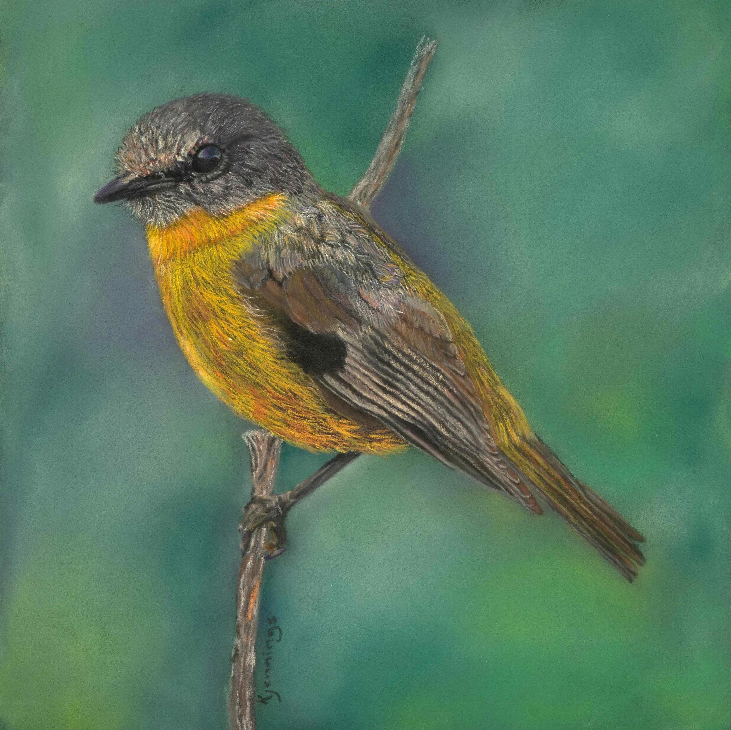 Sunlit sentinel - pastel on paper