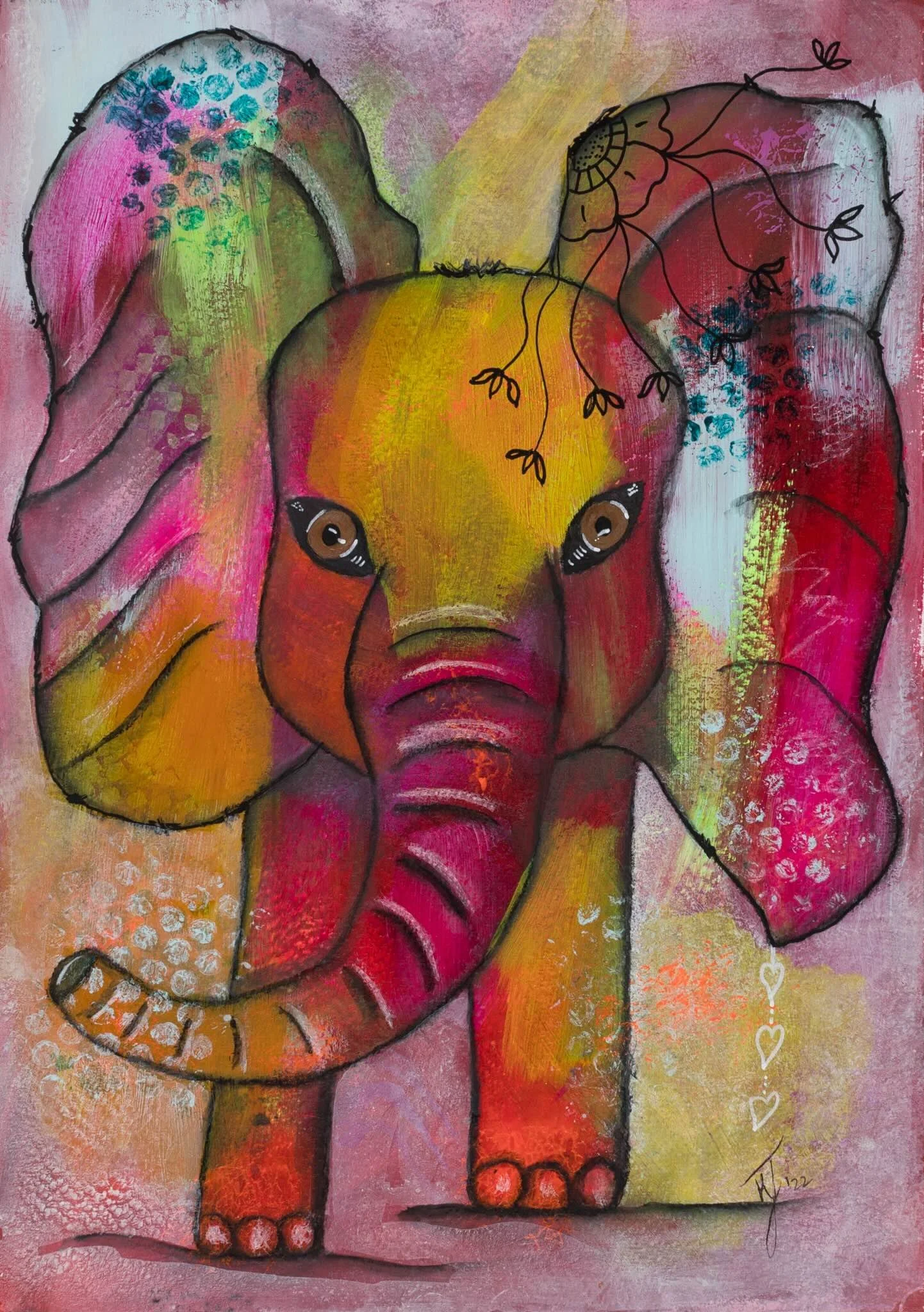 Ella Elephant - mixed media