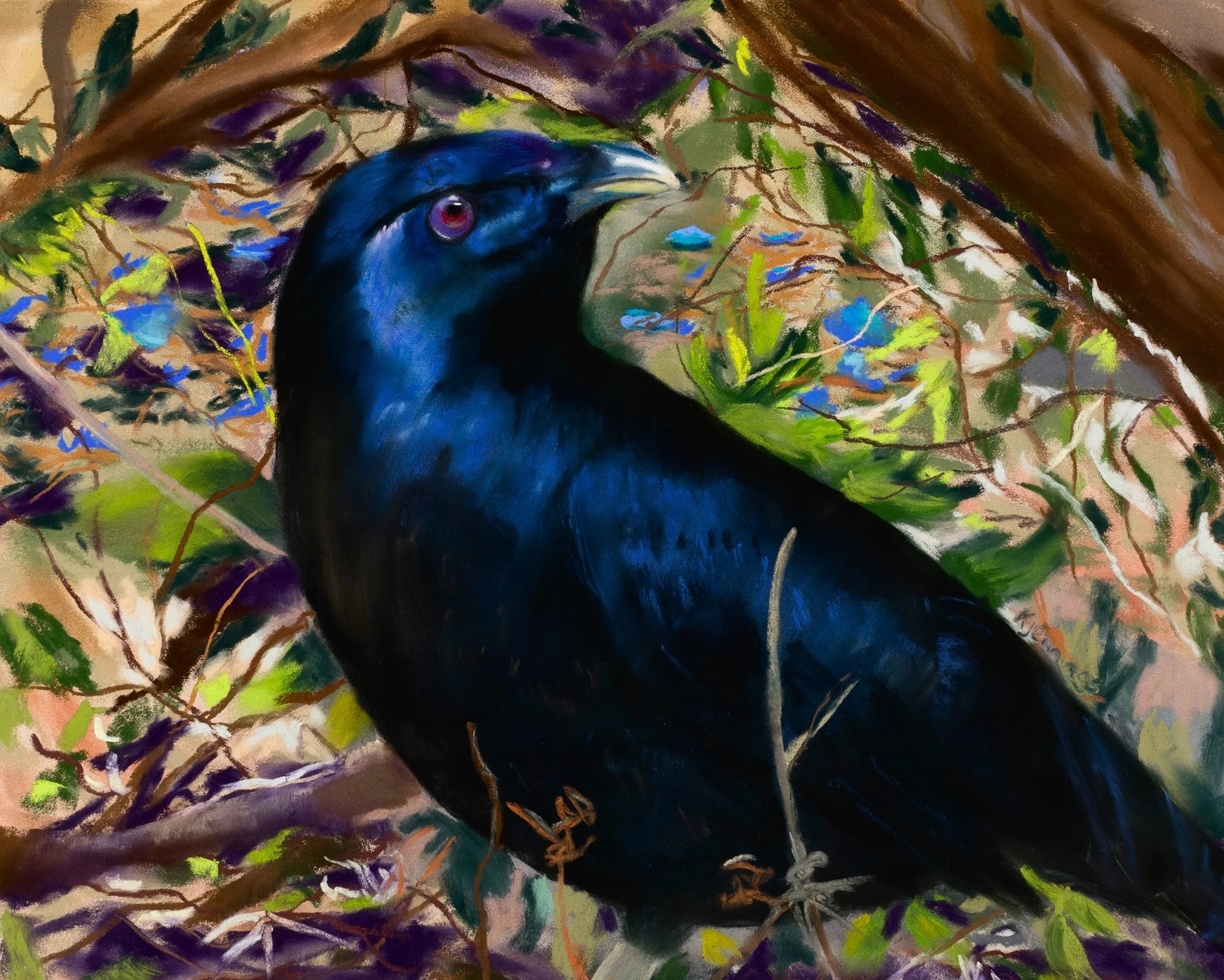 Blue Satin - Pastel on paper