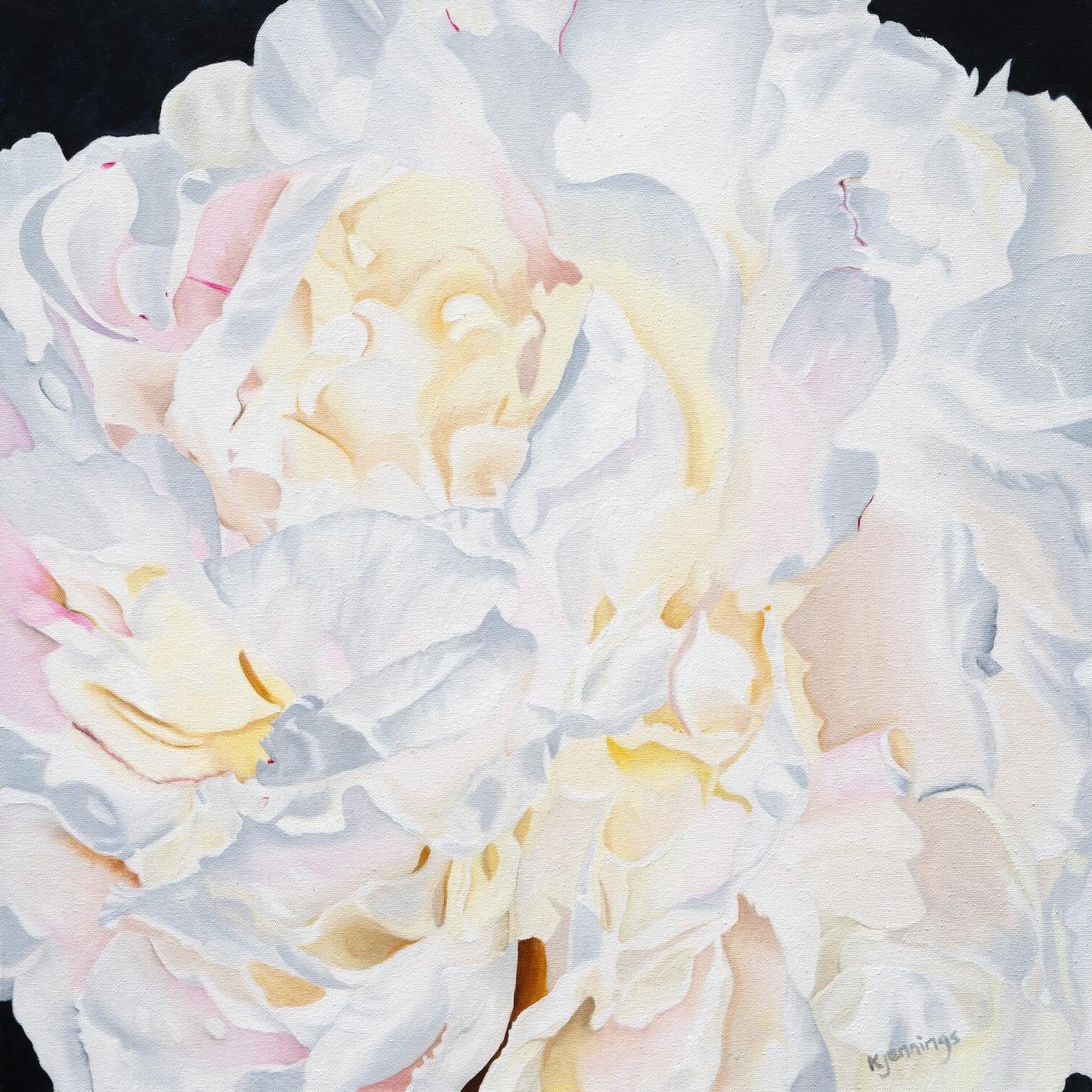 White Peony - Oil on canvas