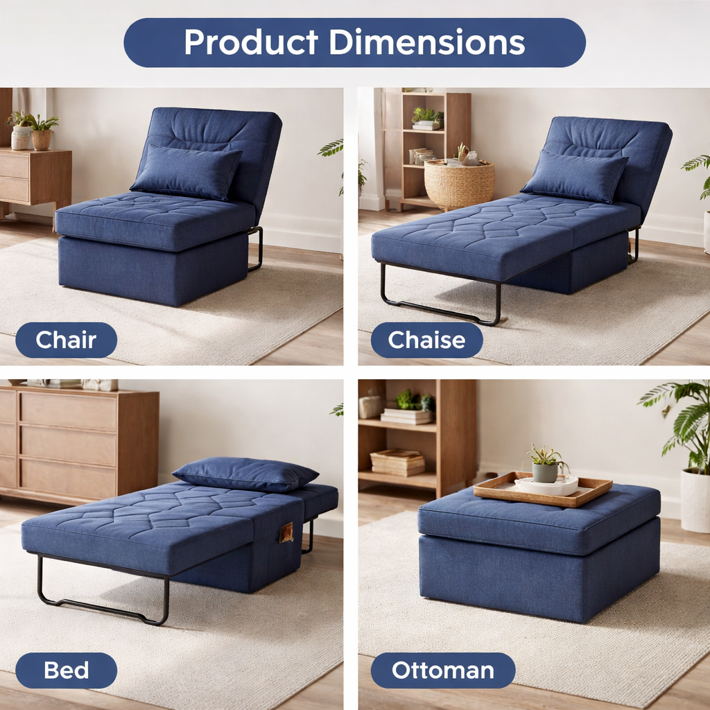 &nbsp;Convertible Chair Bed Ottoman