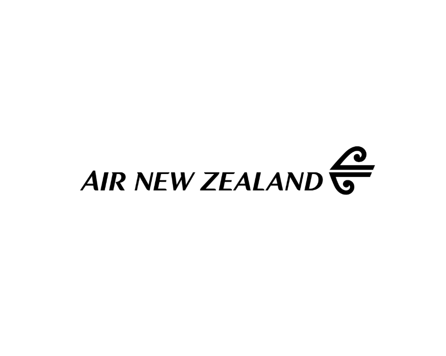 Logo of Air New Zealand with stylized black fern icon on a white background.