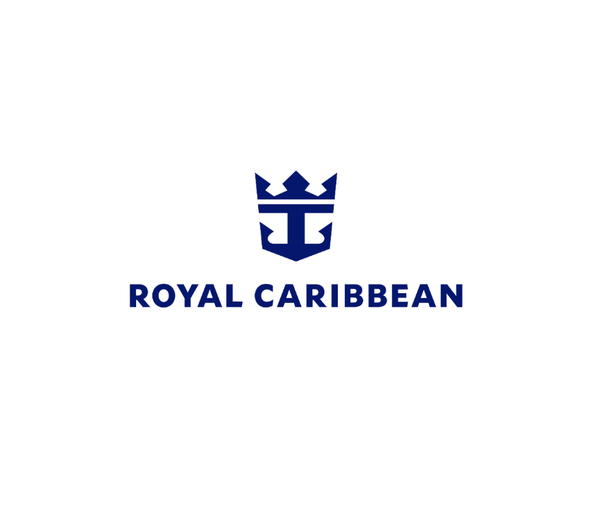 Royal Caribbean logo featuring a stylized crown and the company name in bold blue letters.