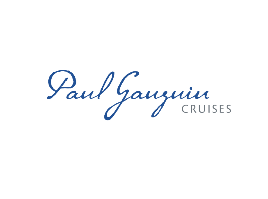 Paul Gauguin Cruises logo with blue cursive text and gray capitalized text on a white background.