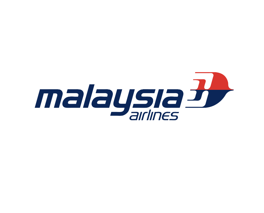 Malaysia Airlines logo with stylized bird in red and navy blue, and the text 'malaysia airlines' in lowercase letters.