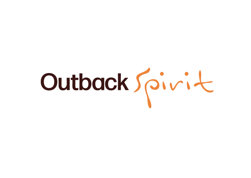 The logo of Outback Spirit with the words 'Outback' in bold black font and 'spirit' in orange handwritten script.