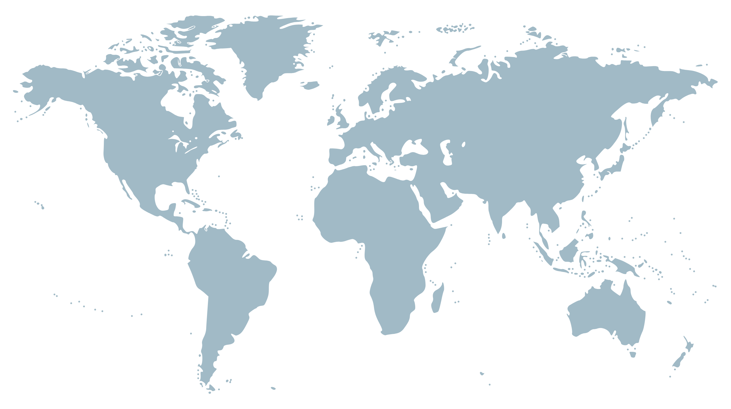 A color map of the world with continents outlined in light blue and the oceans in black.