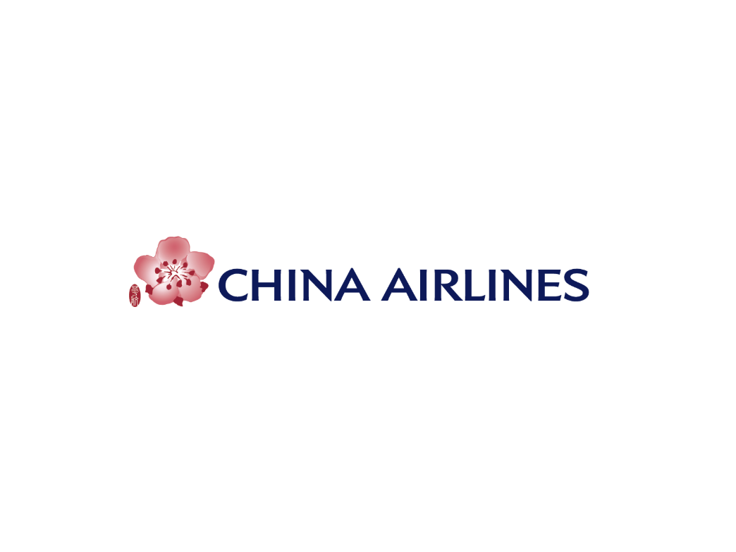 China Airlines logo with a pink cherry blossom next to the text