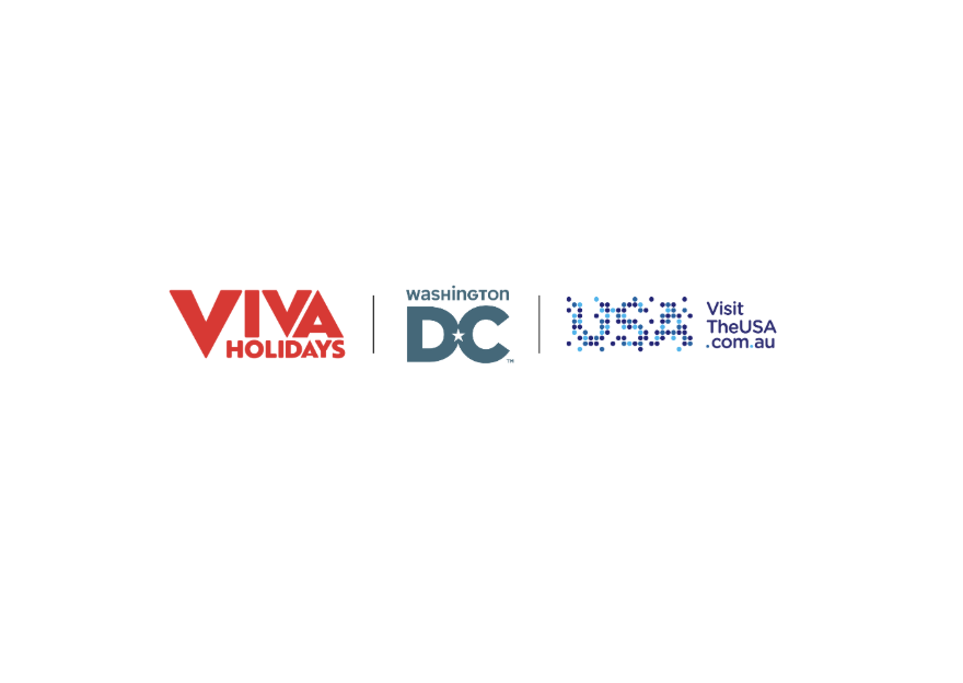 Logos for VIVA Holidays, Washington DC, and VisitTheUSA.com.au.