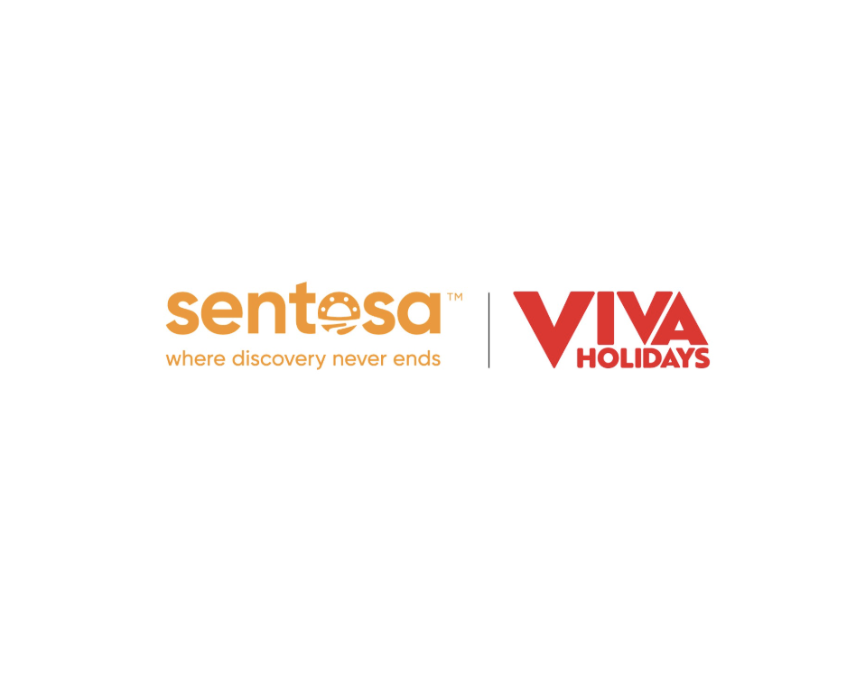 Logos of Sentosa and Viva Holidays, with the tagline 'where discovery never ends' beneath Sentosa's logo.