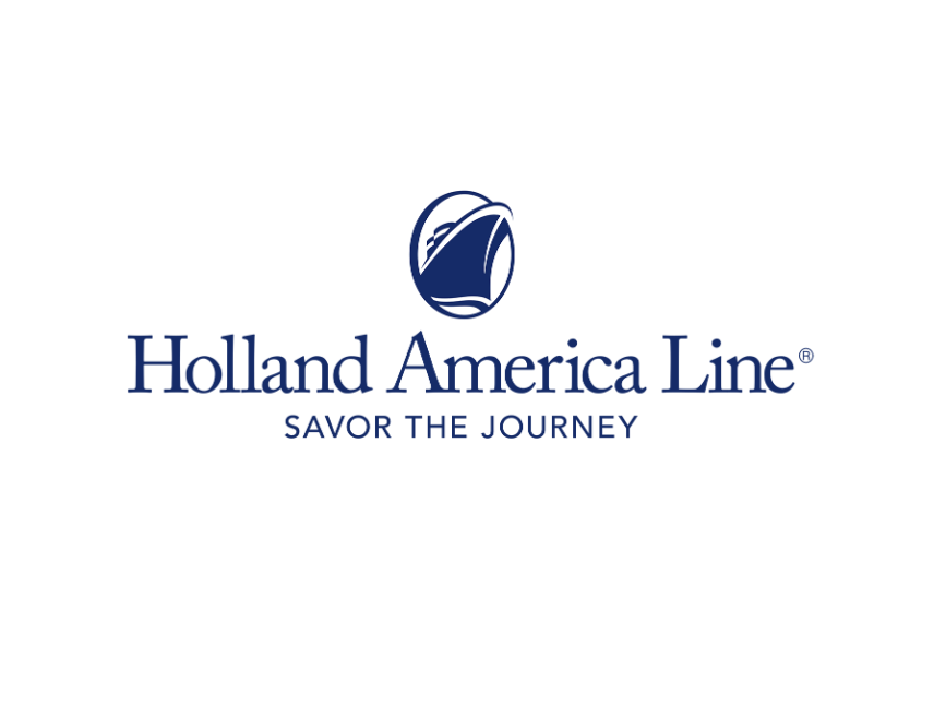 Holland America Line logo with a stylized ship image, company name, and slogan 'Savor the Journey'.