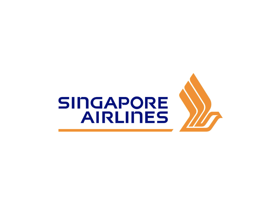 Logo of Singapore Airlines featuring the airline name in blue and an orange stylized bird symbol.