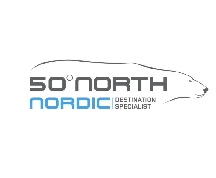 Logo for 50° North Nordic Destination Specialist featuring a stylized polar bear head.