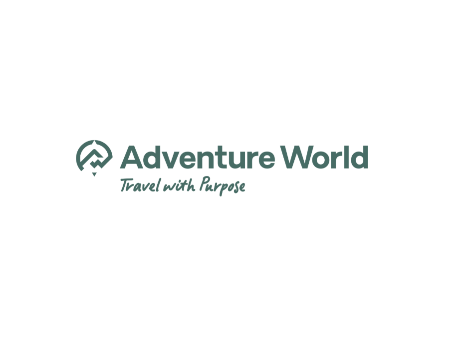 Adventure World logo with the slogan "Travel with Purpose"