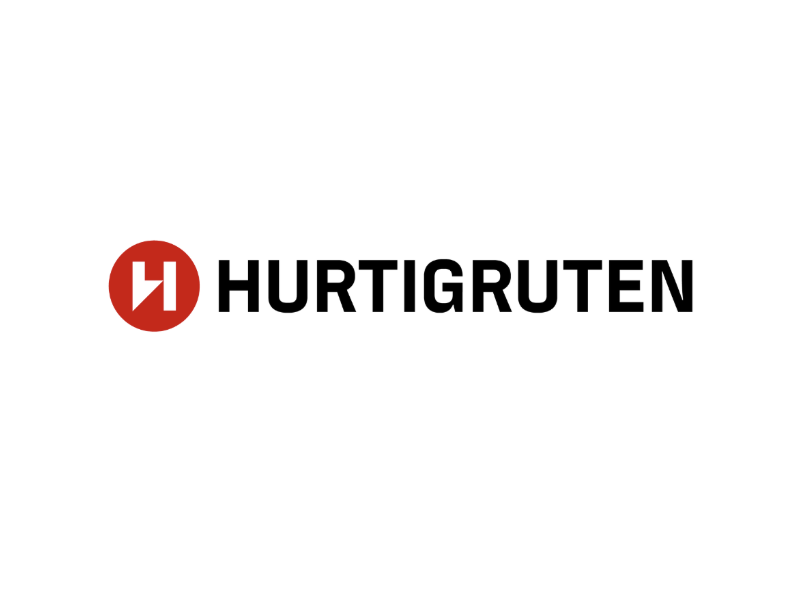 Hurtigruten logo with a red circle containing a white 'H' and the company name in black text.