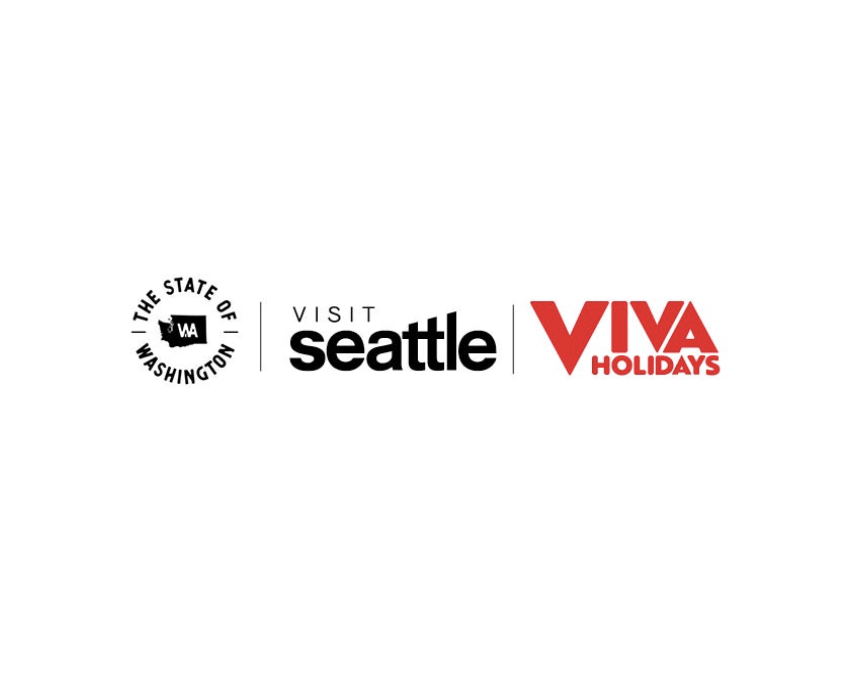 Visit Seattle and Viva Holidays logos on a white background.