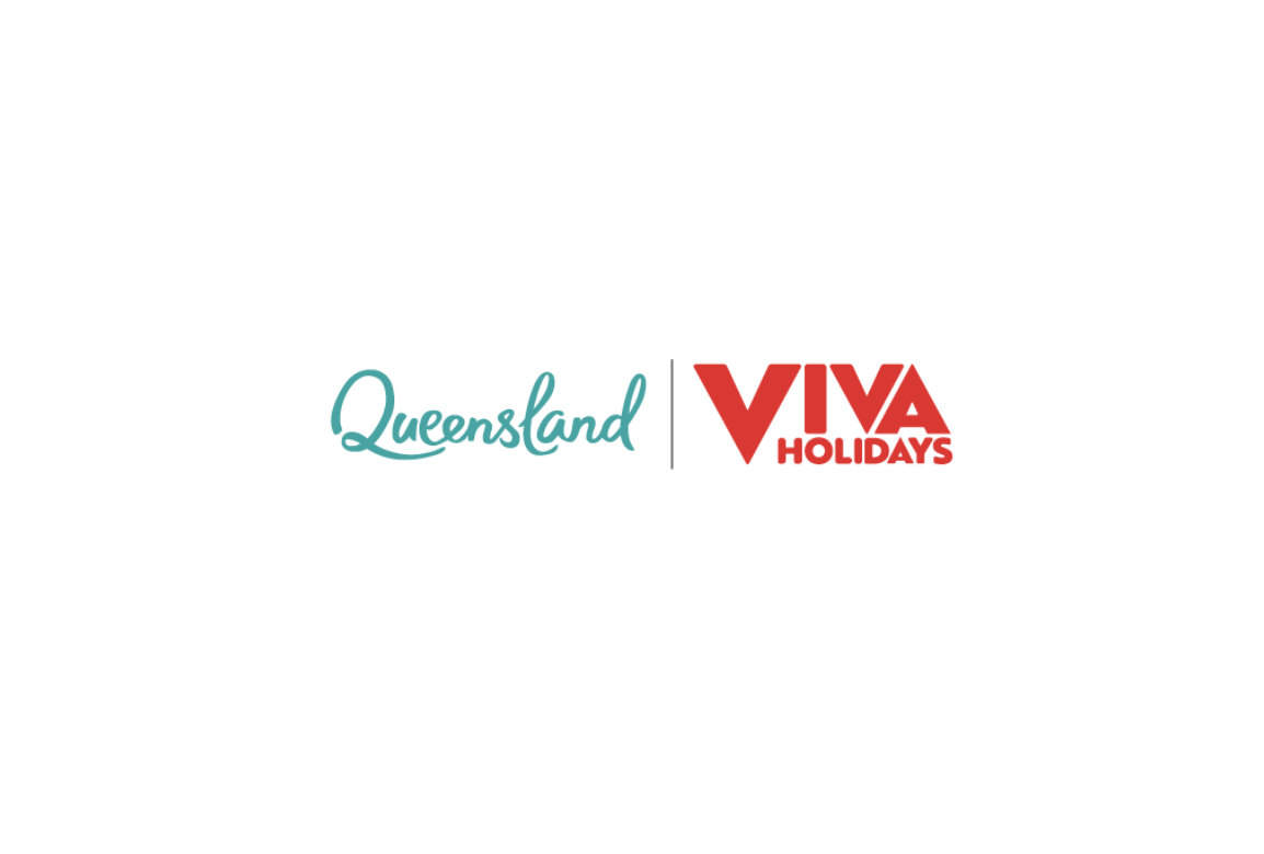 Queensland and VIVA Holidays logos side by side on a white background.