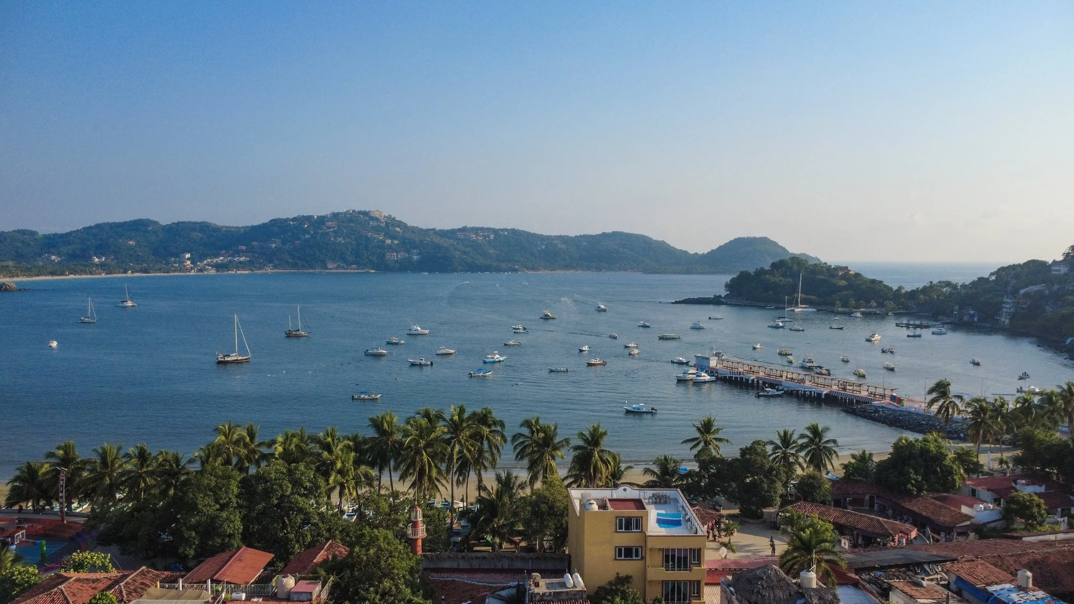 Daylight View of the bay of zihutanejo from the main beach perspective