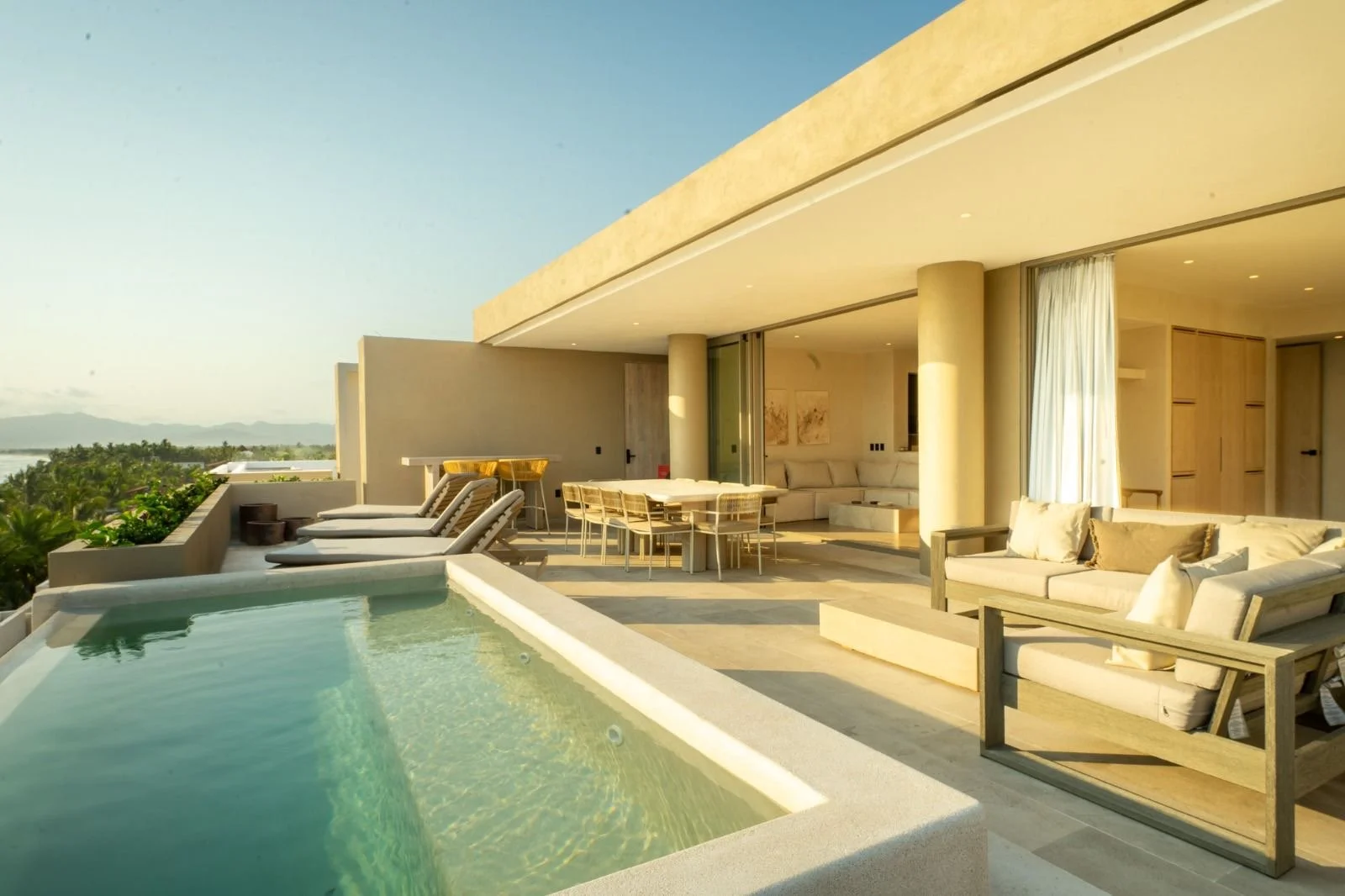 Terrace view of beachfront villa in Playa Larga