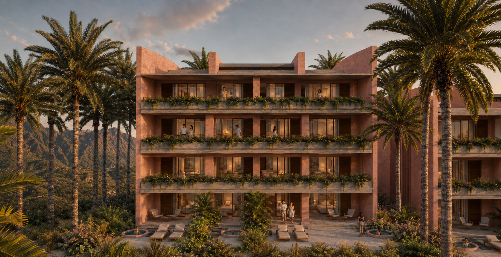 Architectural rendering of Villas Pacífico Tower B at Costa Paraíso in Playa Larga, Zihuatanejo.