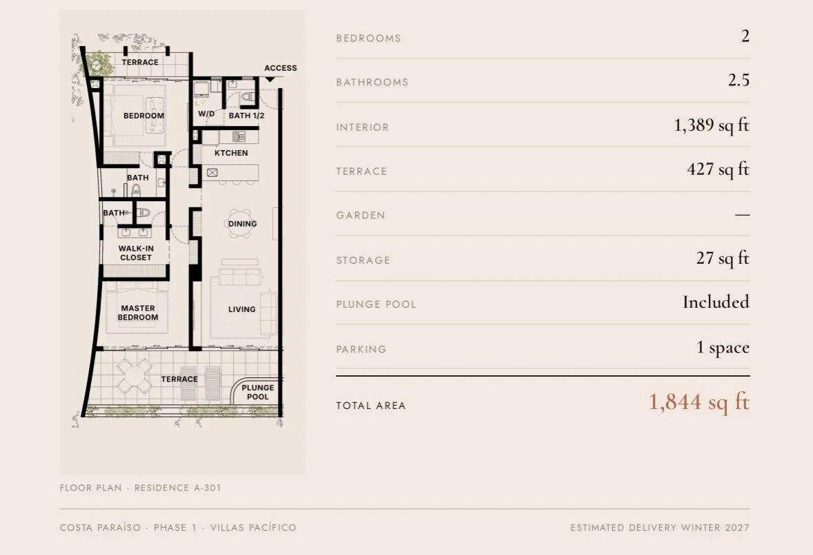 Architectural floor plan for a new residential property in Zihuatanejo, Mexico.