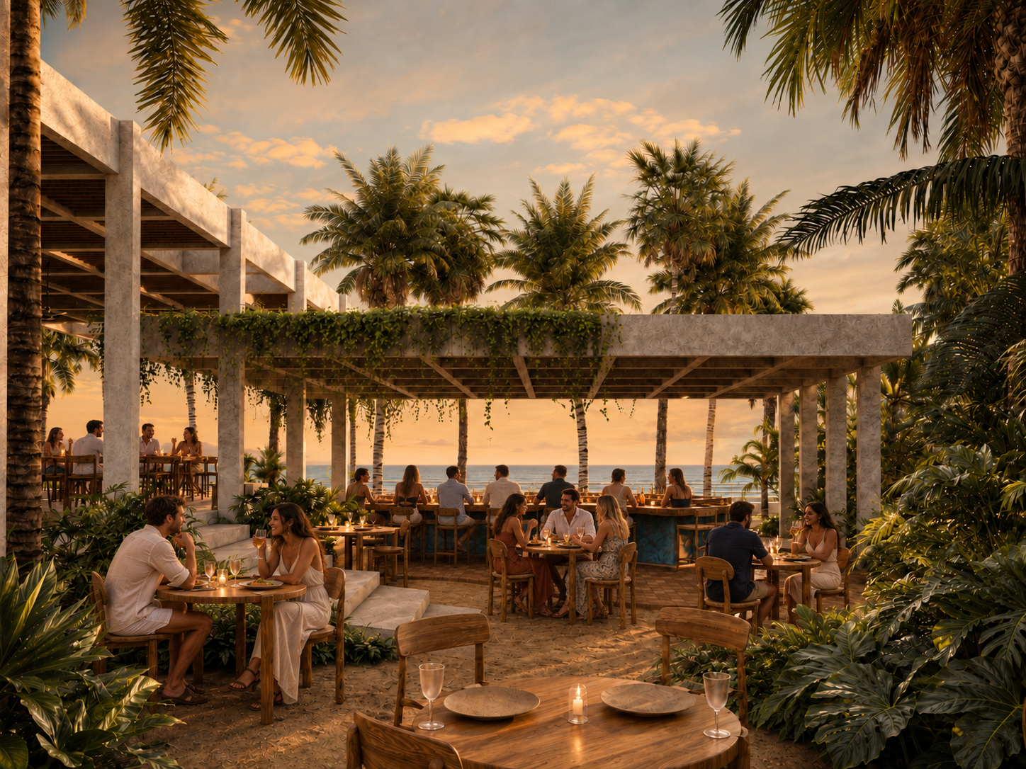 Architectural rendering of the planned Lo Tropical social and recreational area at Costa Paraíso.