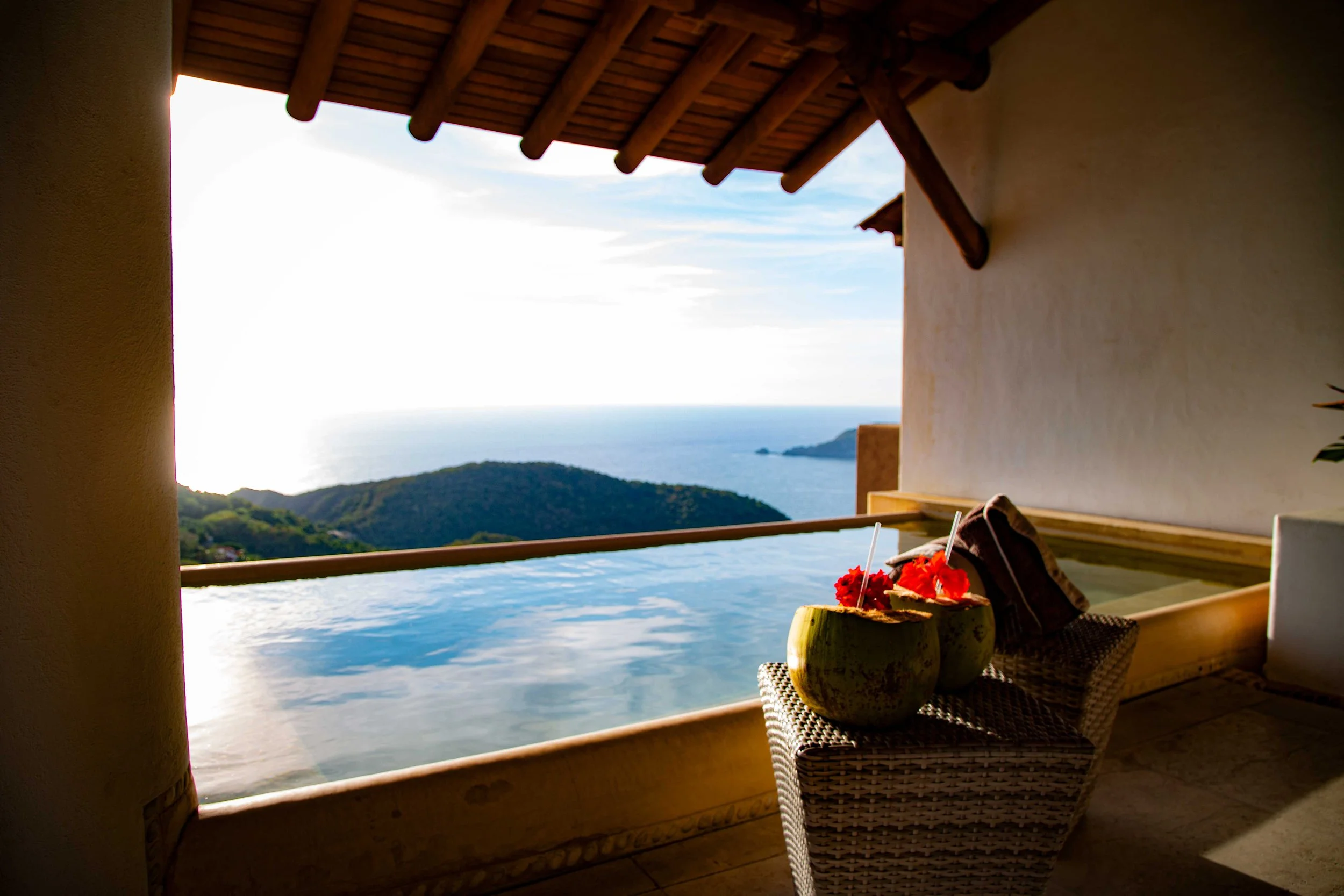 Outdoor terrace at a luxury villa in Zihuatanejo.