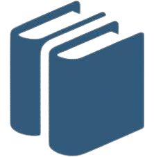 Two blue books standing upright, side by side.