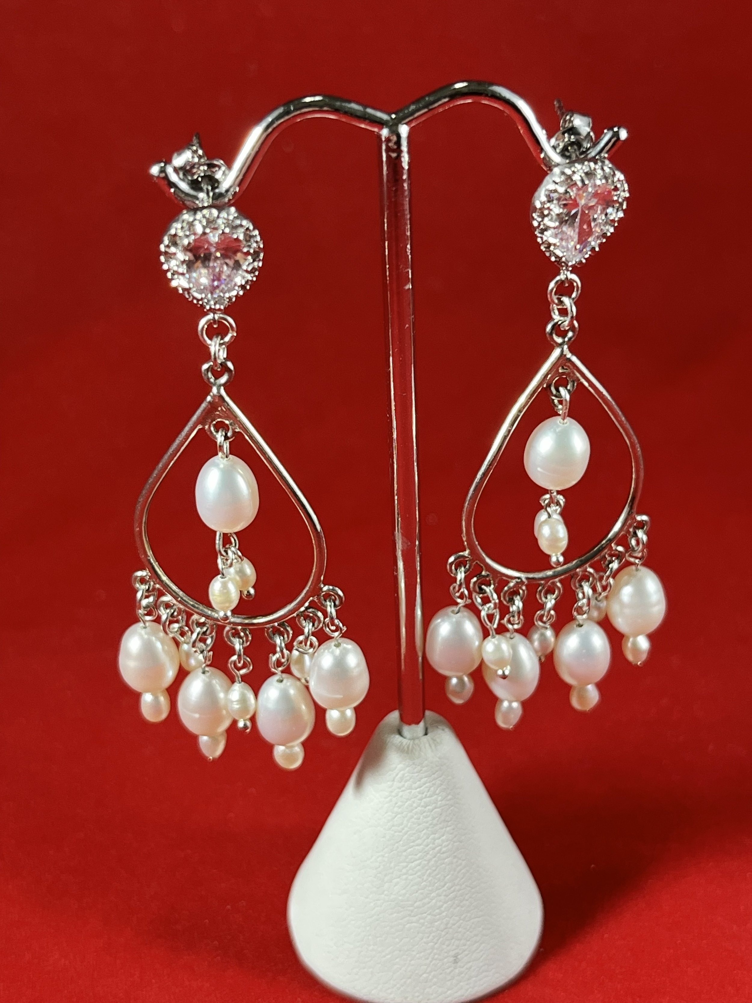 Sterling Silver & Freshwater Pearl Chandelier Earrings