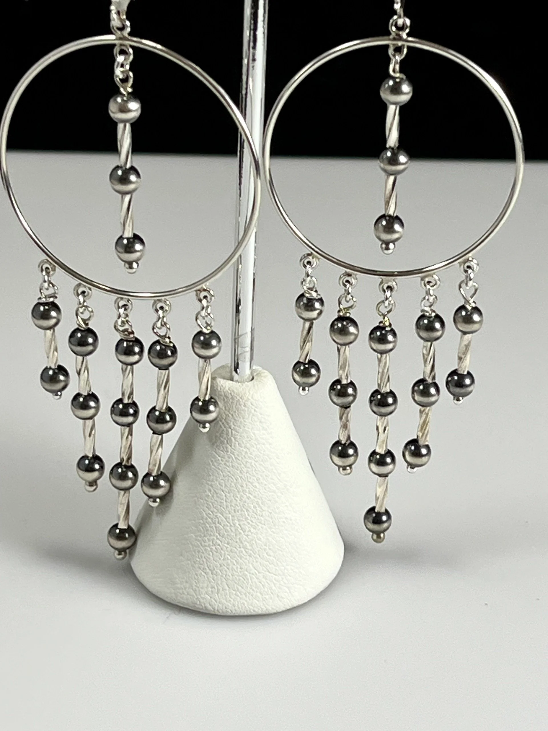 Navajo Pearl & Sterling Silver Drop Earrings