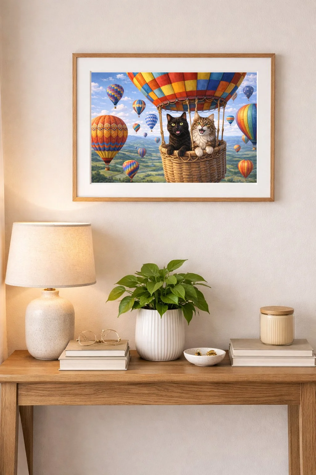 Cats and hot air balloon