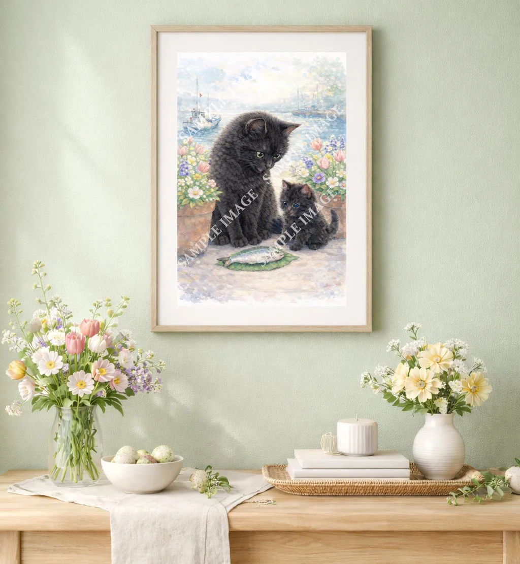 Mother and Child- Long hair black cats