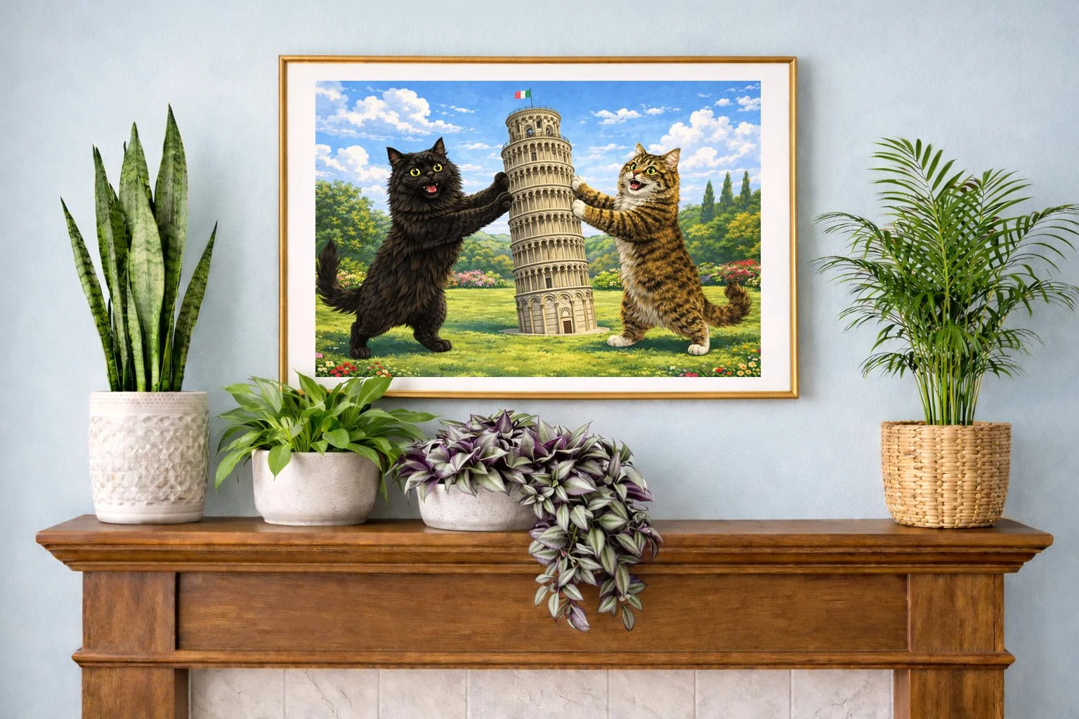 Cats and Leaning Tower