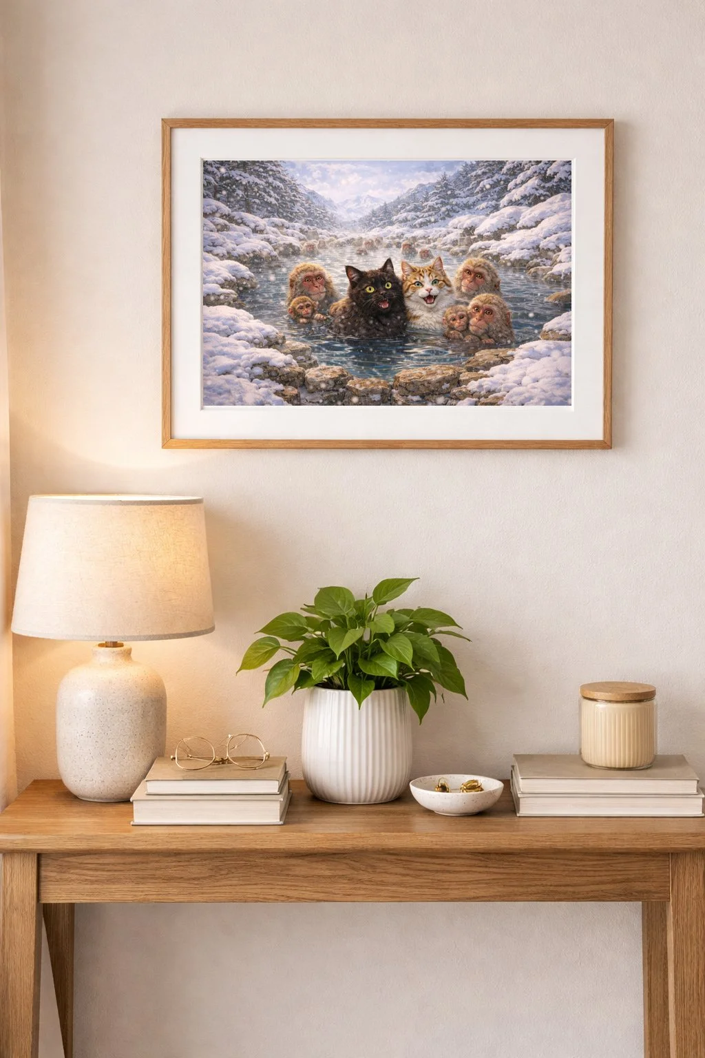 Cats and snow monkeys