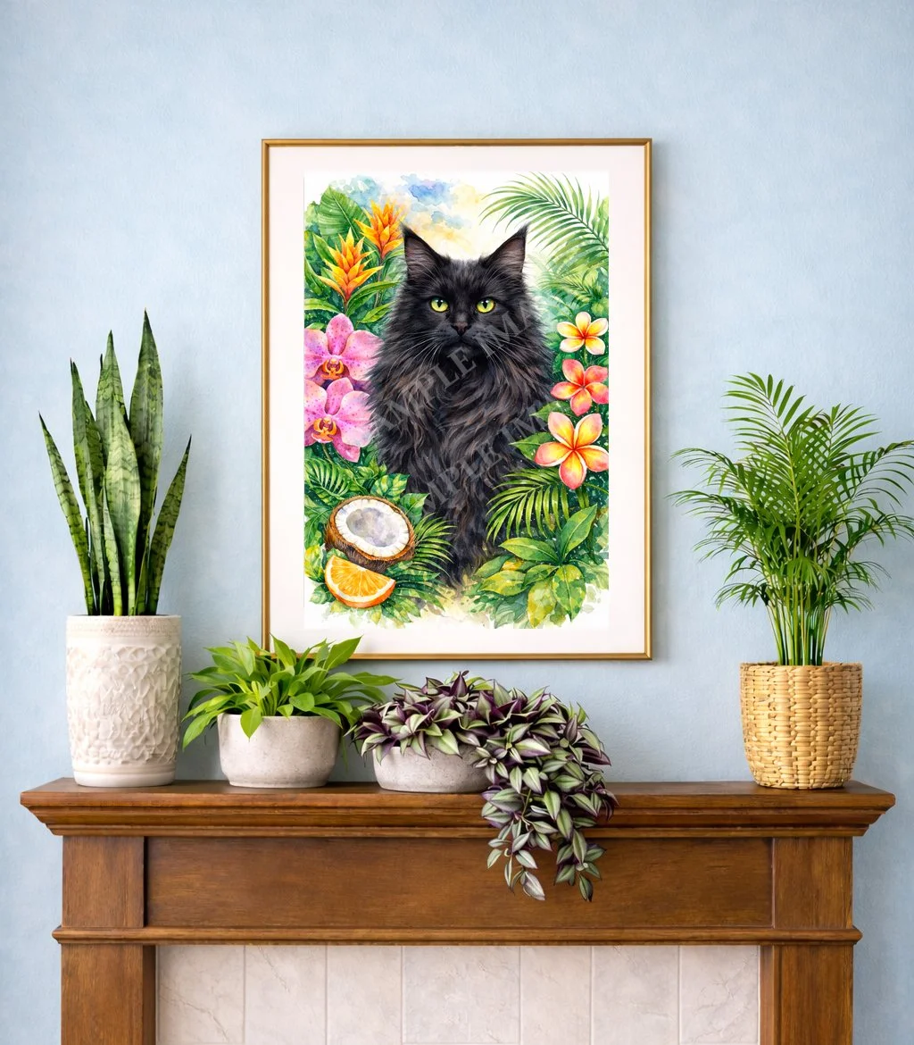 adventure cat artwork printable illustration for cat lovers, gift ideas for cat mom and cat dad