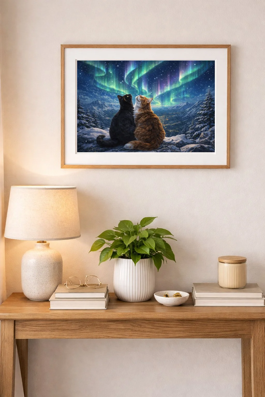 Cats and Northern lights