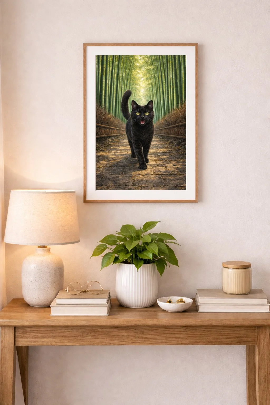 Cat and Arashiyama Bamboo Grove