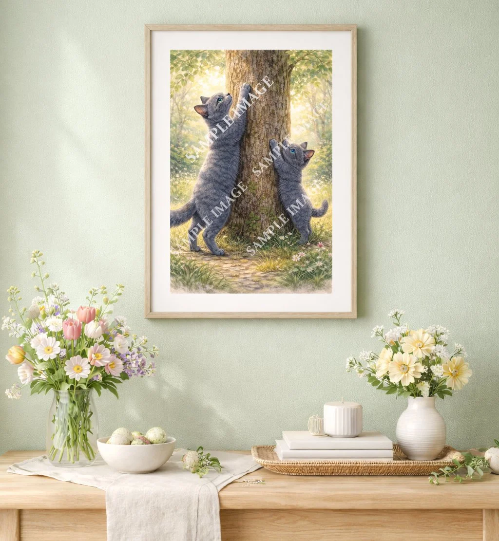 Mother and Child- Russian Blue cats