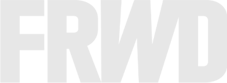 Close-up of the letters 'FRWD' in black on a white background