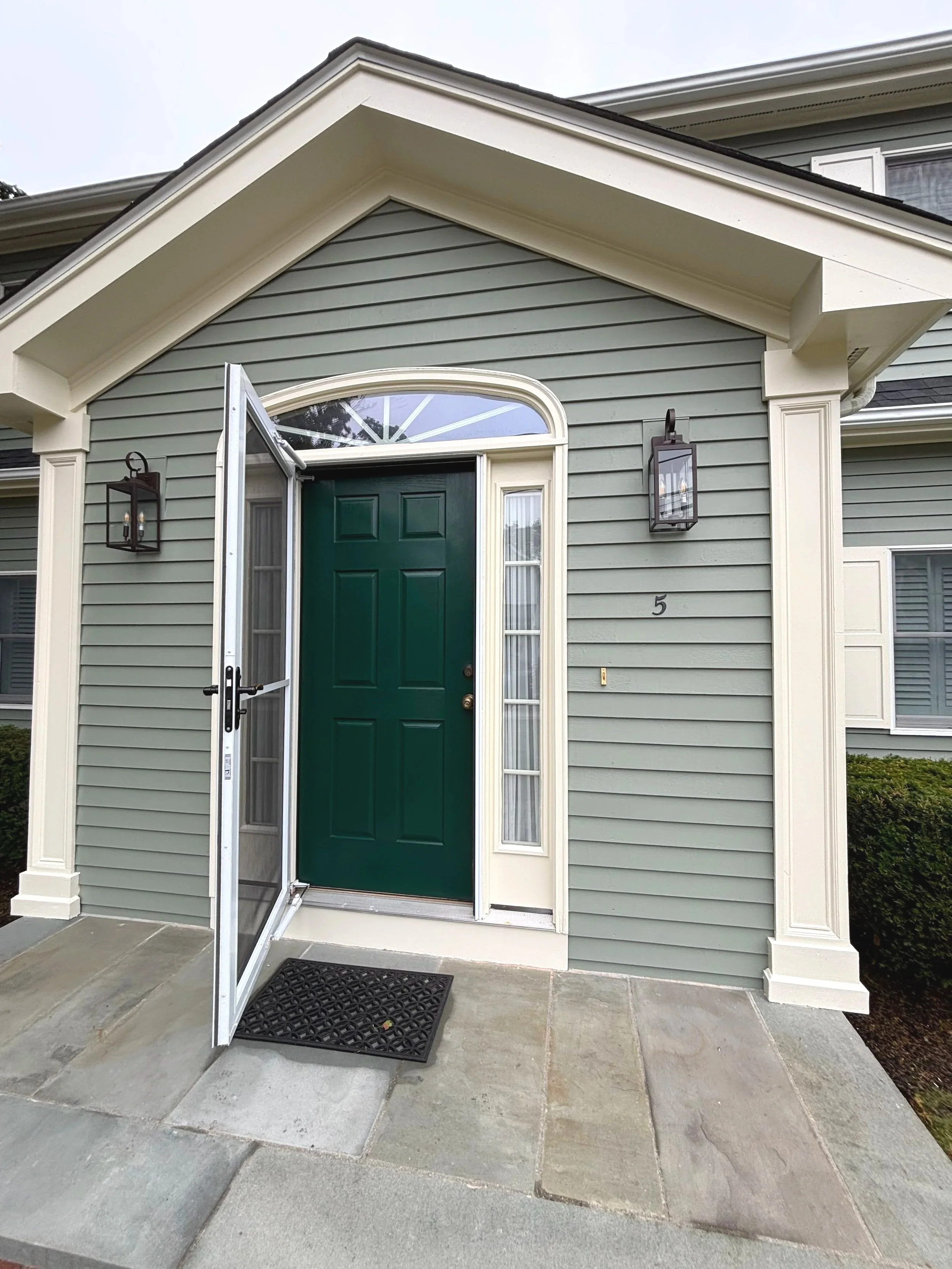 Exterior painting of front door in Massachusetts