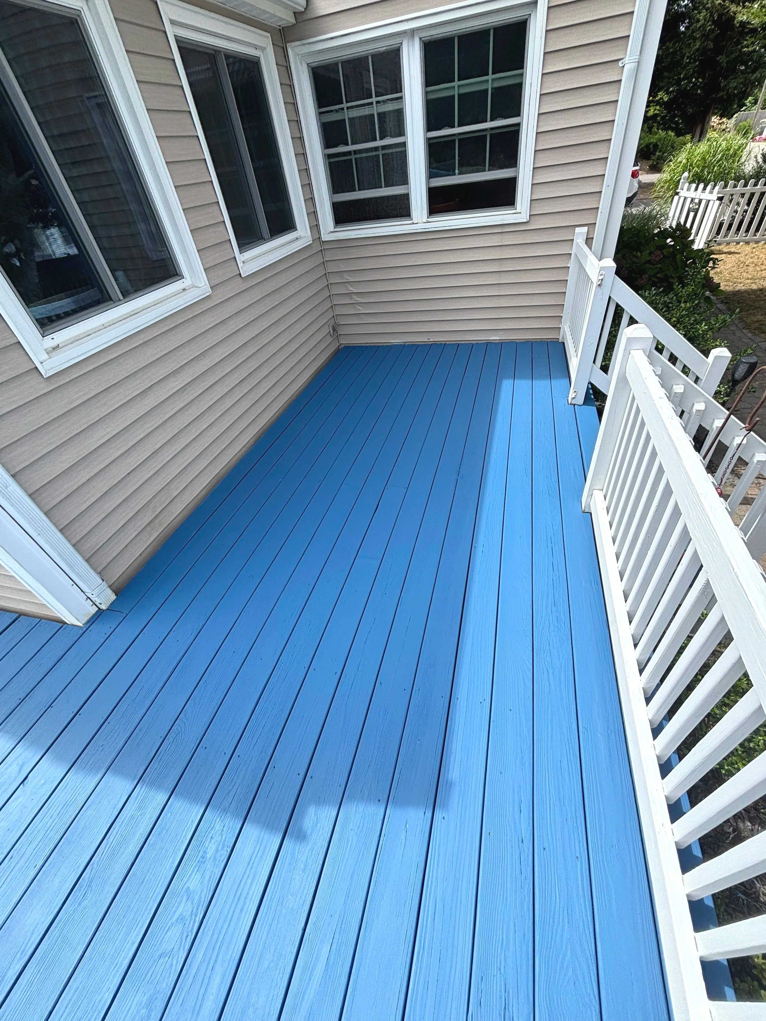 Deck refinishing and deck staining project in Massachusetts.


