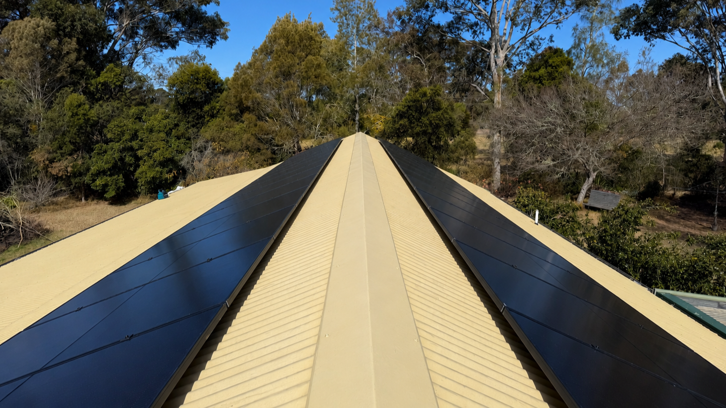View from the roof of a large solar panel installation in Moruya NSW