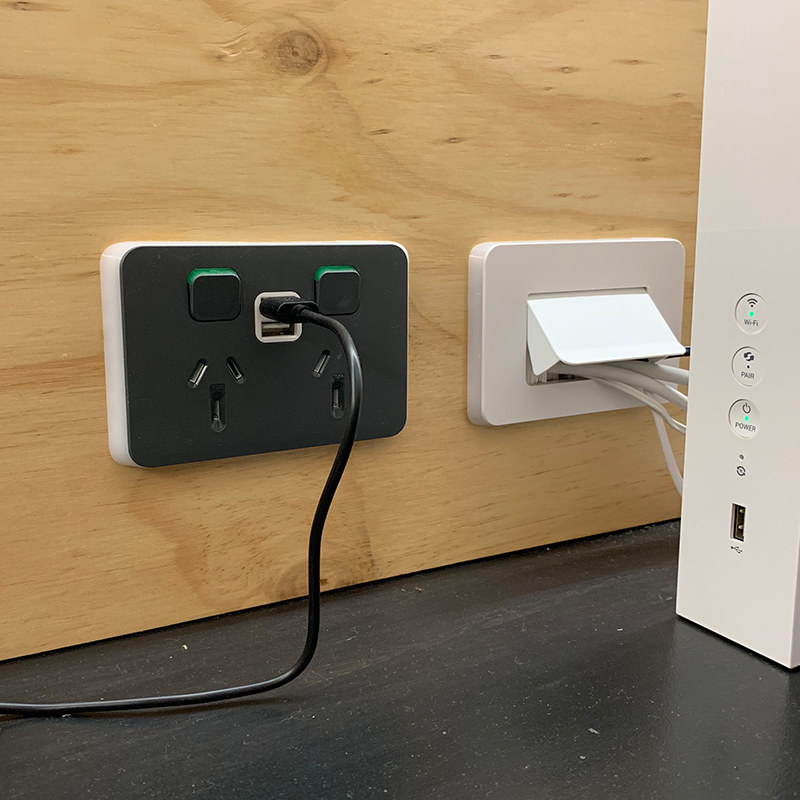 Cowley Electrical office setup switches and powerpoints