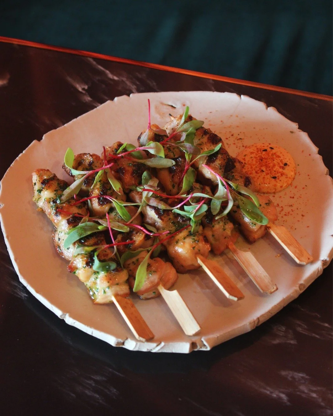 A dish made for the grill.

Tender chicken kebab, charred and juicy, served with vibrant chermoula and a smoky tahini BBQ sauce for a rich, savoury finish. Bold flavours, a little smokiness, and plenty to savour.

Make it part of your next meal via t