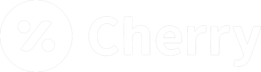 Cherry logo with a percentage symbol in a circle