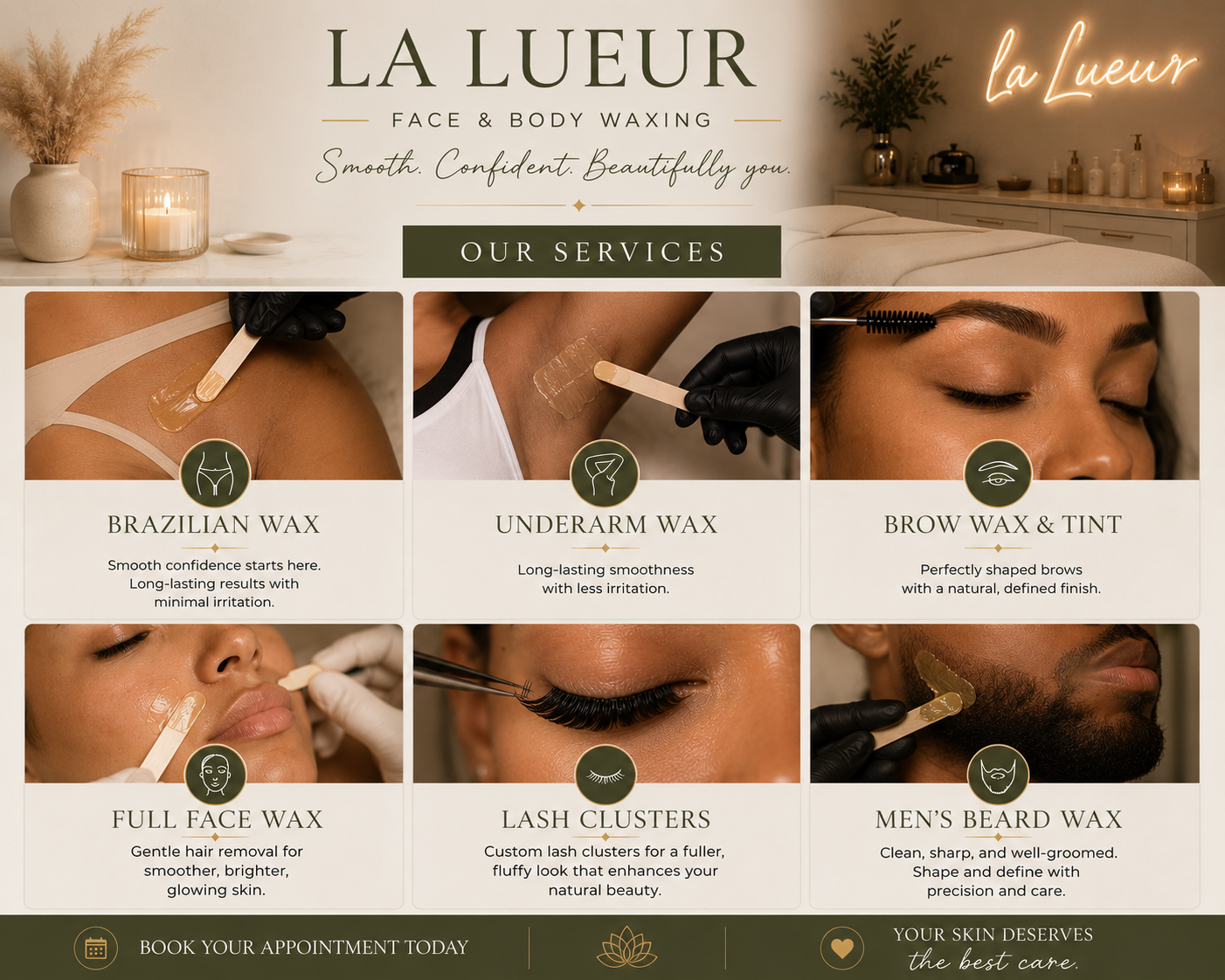 Our Services. Expert waxing. Beautiful results.
