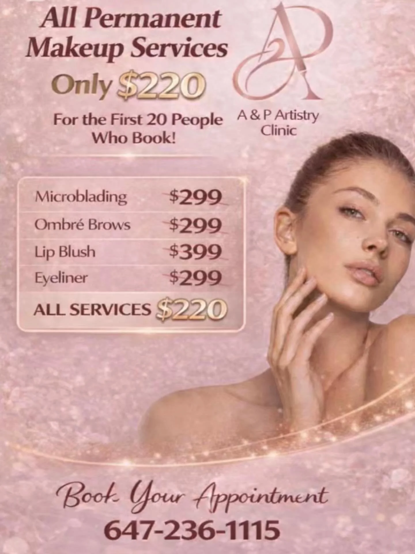 🔔All Permanent Makeup Services
🟪Microblading
🟪Ombre Brows
🟪Lip Blush
🟪Permanent Eyeliner
ONLY $220 
Until end if February 
Book now: 647-236-1115
Websites address:
https://www.aandpartistryclinic.com/
/ Limited spots available
#permanentmakeup #