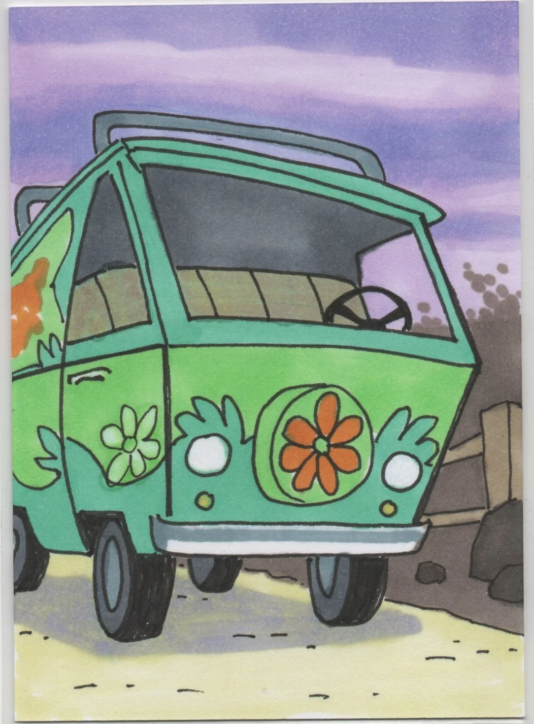 Mystery Machine Sketch Card Original