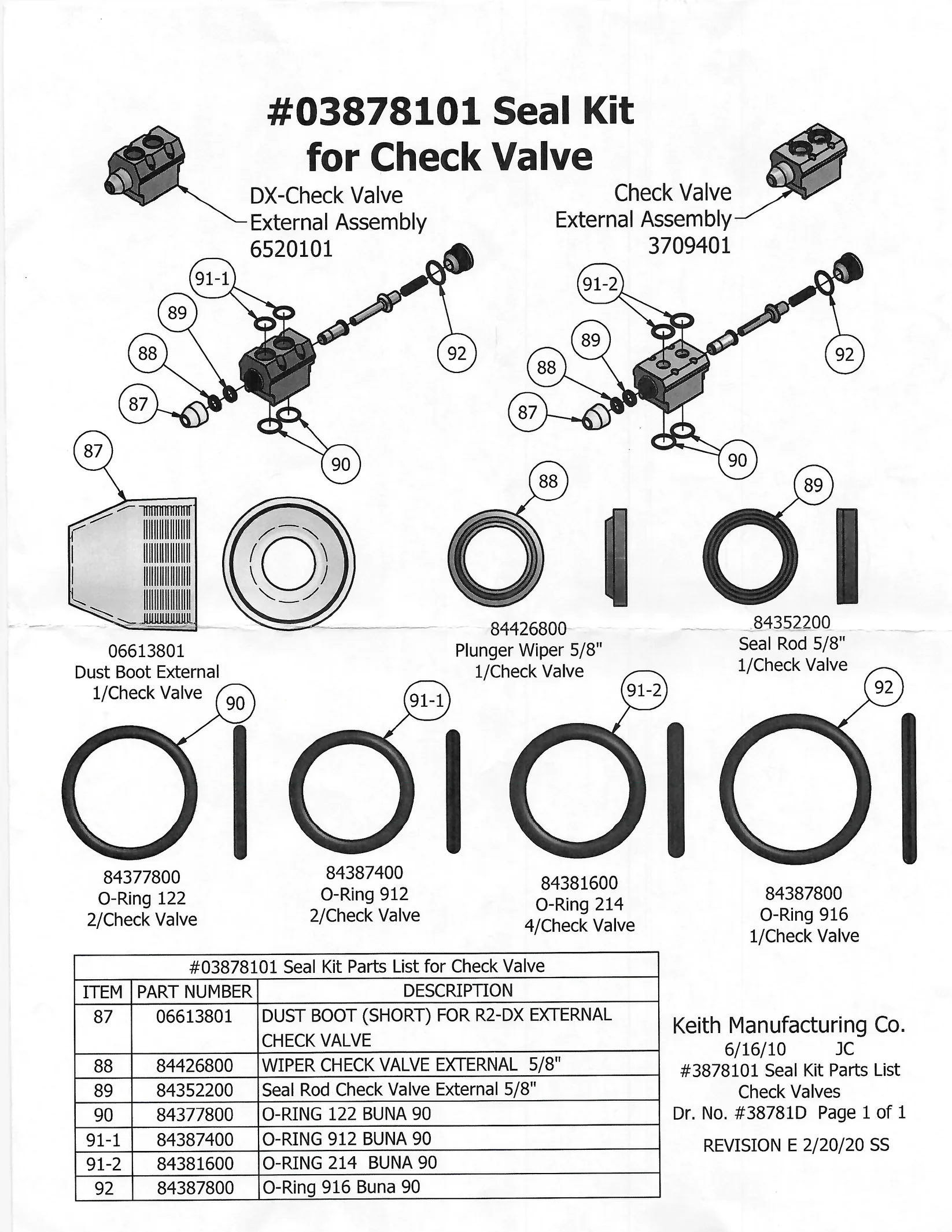 Keith SEAL KIT FOR CHECK VALVE