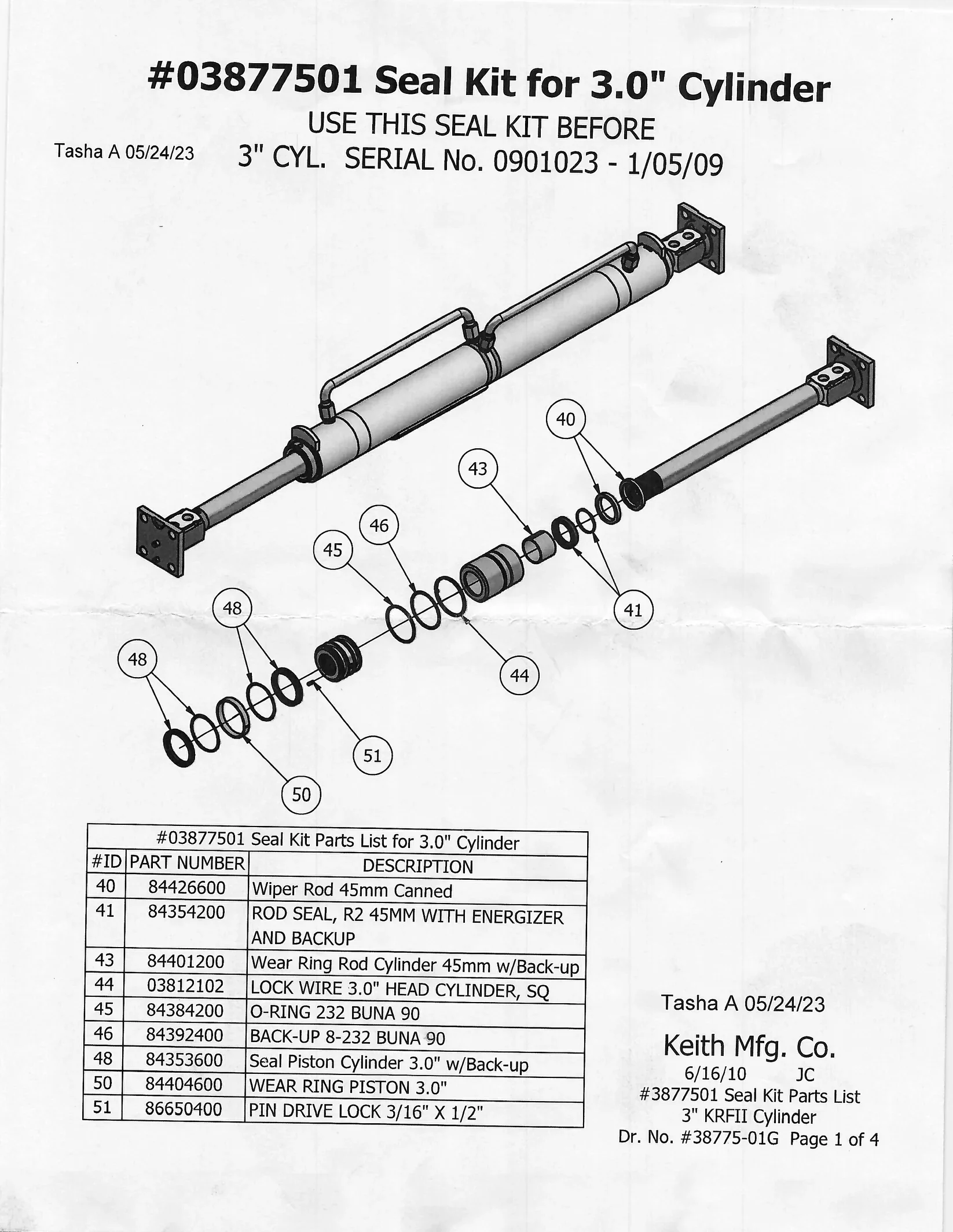 Seal Kit for 3.0" Cylinder Pre 1/05/2009